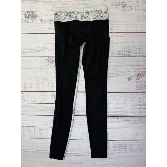 Lululemon leggings Women's size 4 Black Gray Geometric Zip Pocket Diamond Speed - Picture 2 of 9